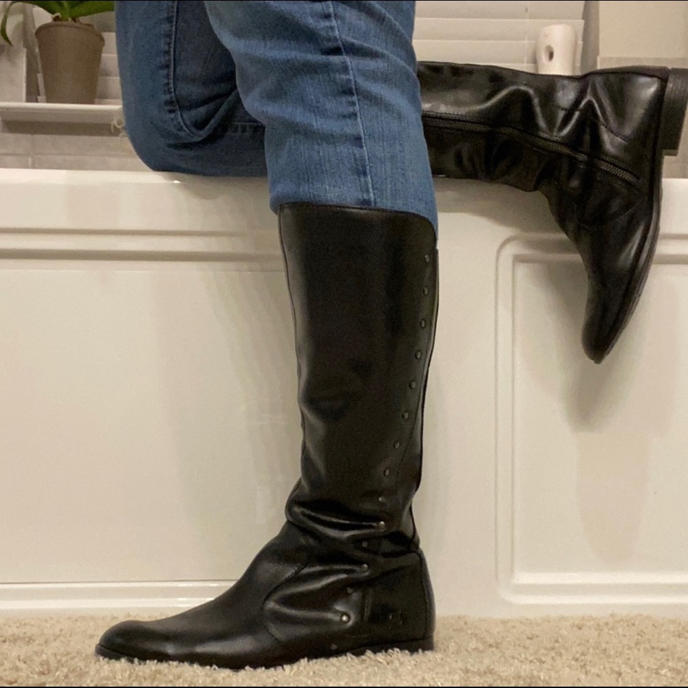 Born Leather Studded Trim MidCalf Riding Boots sz9